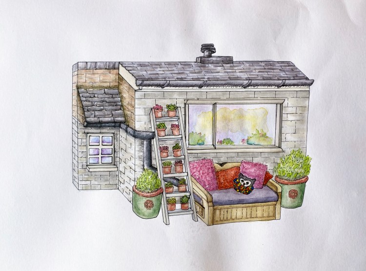 bench scene unframed